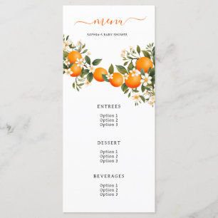 A Little Cutie is on the Way Orange Baby Shower Menu