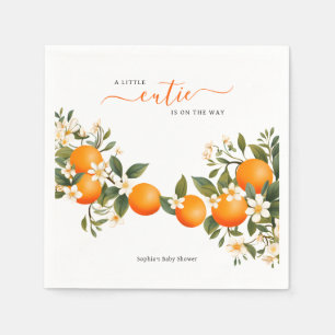 A Little Cutie is on the Way Orange Baby Shower Napkin