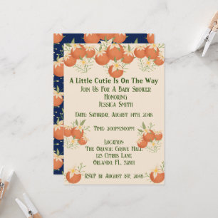 A Little Cutie is On The Way-Orange Blossom- Blue Invitation