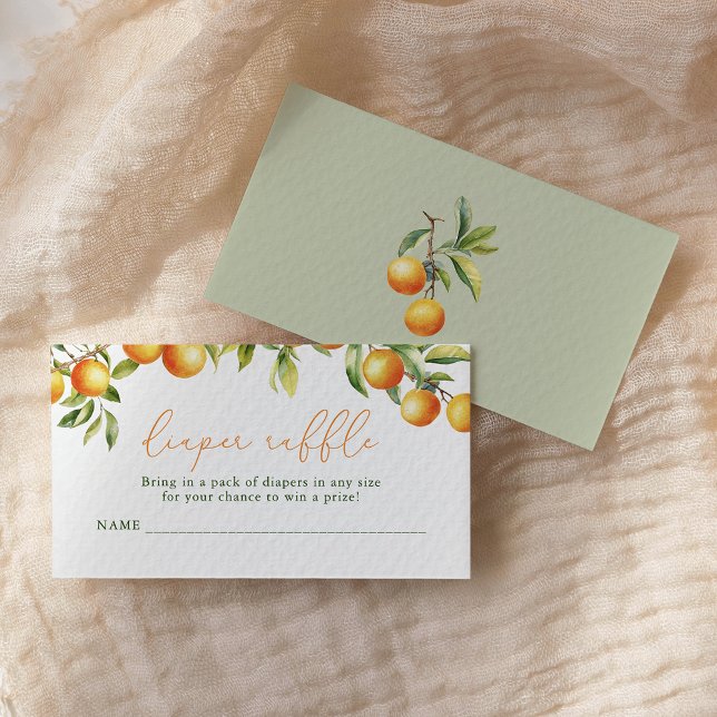 A Little Cutie Is On The Way Orange Diaper Raffle Enclosure Card (Creator Uploaded)