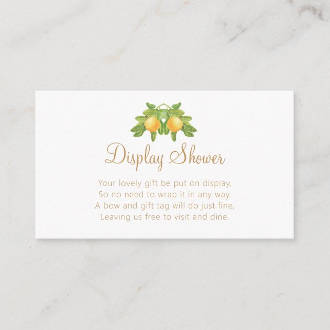 A Little Cutie Is On The Way Orange Display Shower Enclosure Card (Front)