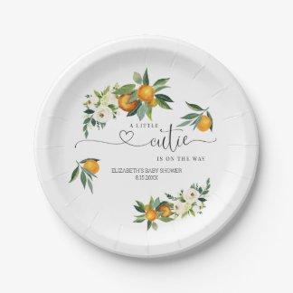 A Little Cutie is On The Way Orange Party Plates 