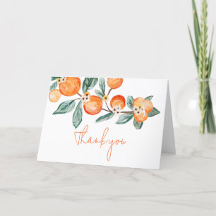 A Little Cutie is on the Way Orange Thank You Card