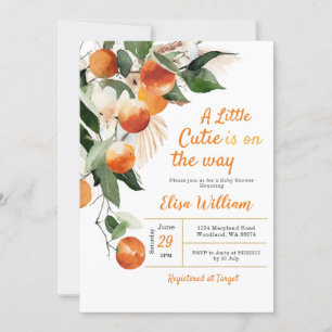 A little cutie is on the way Orange Tropical  Invitation