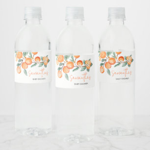 A Little Cutie is on the Way Orange  Water Bottle Label