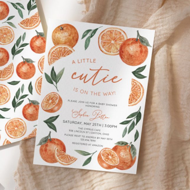 A Little Cutie Is On The Way Oranges Baby Shower  Invitation (Creator Uploaded)