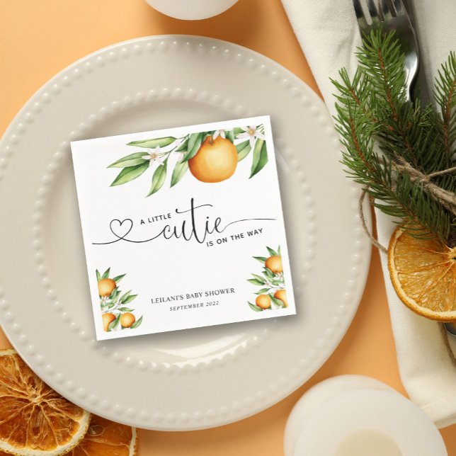 A Little Cutie is on the way Oranges Baby Shower  Napkin (Creator Uploaded)
