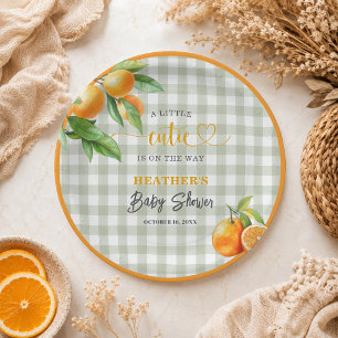 A Little Cutie is on the Way Oranges Baby Shower Paper Plate