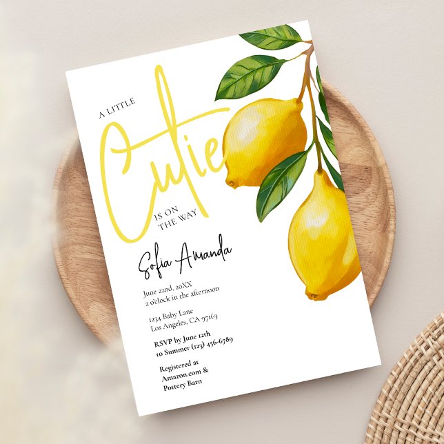 A Little Cutie Lemon Citrus Baby Shower Invitation (Creator Uploaded)