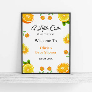A Little Cutie Lemon Citrus Baby Shower Welcome Poster