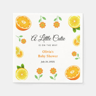 A Little Cutie Lemon Orange Citrus Baby Shower Napkin