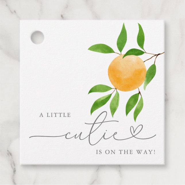 A Little Cutie Modern Baby Shower Favour Tag (Front)