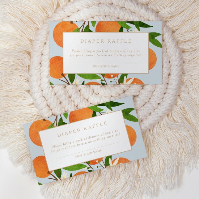 A Little Cutie | Modern Blue Citrus Diaper Raffle Enclosure Card (Creator Uploaded)