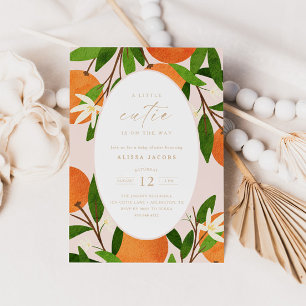 A Little Cutie   Modern Pink Neutral Baby Shower Invitation