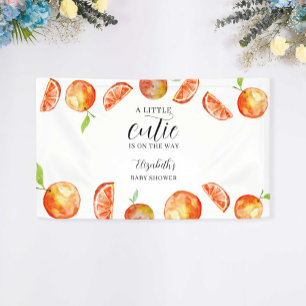 A Little Cutie on the Way Baby Shower Orange Banner