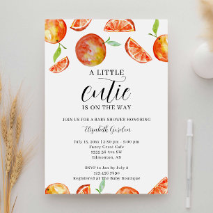 A Little Cutie on the Way Baby Shower Watercolor  Invitation