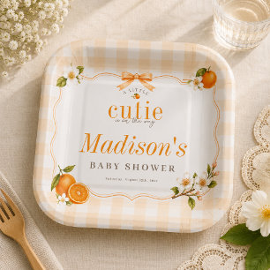 A Little Cutie On The Way Citrus Baby Shower Paper Plate