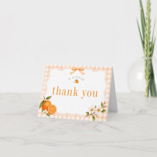 A Little Cutie On The Way Orange Baby Shower  Thank You Card