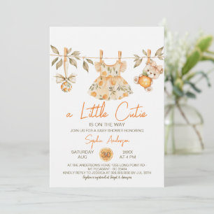 A Little Cutie Orange baby clothes Baby Shower Invitation