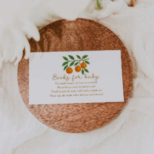 A Little Cutie Orange Baby Shower Books For Baby Enclosure Card