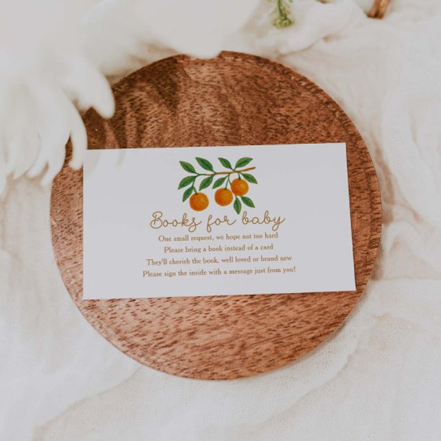 A Little Cutie Orange Baby Shower Books For Baby Enclosure Card (Creator Uploaded)