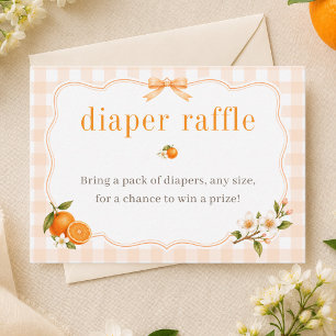 A Little Cutie Orange Baby Shower Diaper Raffle Enclosure Card
