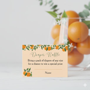 A Little Cutie Orange Baby Shower Diaper Raffle Enclosure Card