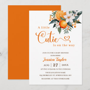 A Little Cutie Orange Baby Shower Invitation