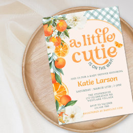 A Little Cutie Orange Baby Shower Invitation