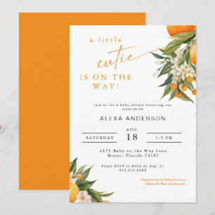 A Little Cutie Orange Baby Shower Invitation II