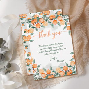 A Little Cutie Orange Baby Shower  Thank You Card