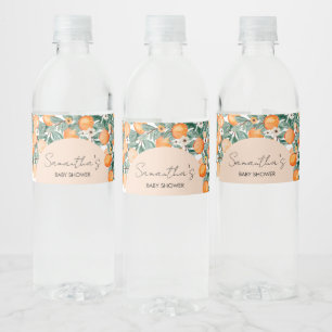 A Little Cutie Orange Baby Shower  Water Bottle Label