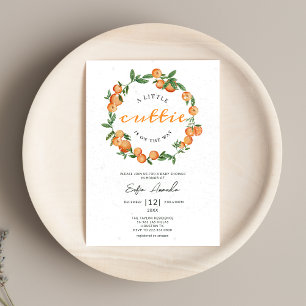 A Little Cutie Orange Circle Frame Baby Shower Invitation