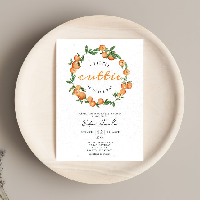 A Little Cutie Orange Circle Frame Baby Shower Invitation (Creator Uploaded)