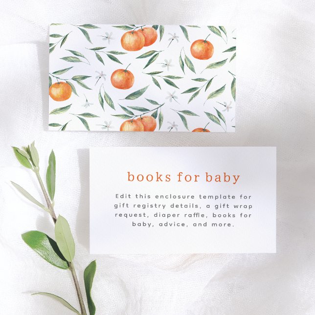 A Little Cutie Orange Citrus Baby Shower Enclosure Card (Creator Uploaded)