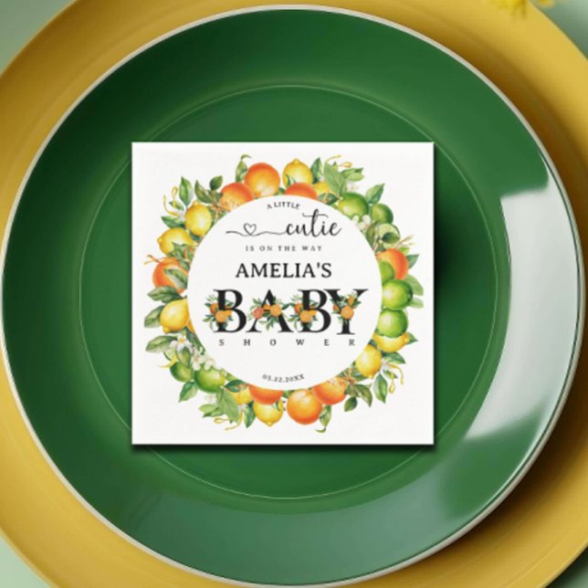A Little Cutie Orange Citrus Baby Shower Napkins (Creator Uploaded)