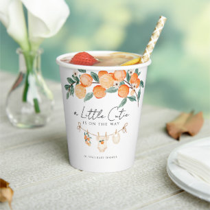 A Little Cutie Orange Citrus Baby Shower Paper Cups