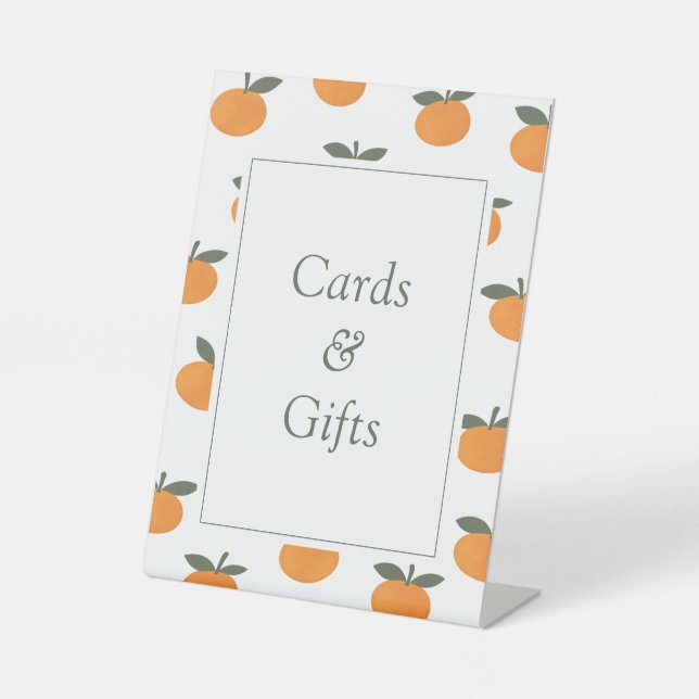 A Little Cutie Orange Citrus Modern Cards & Gifts Pedestal Sign (Front)
