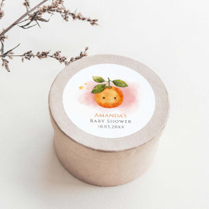A Little Cutie Orange Clementine Baby Shower Classic Round Sticker