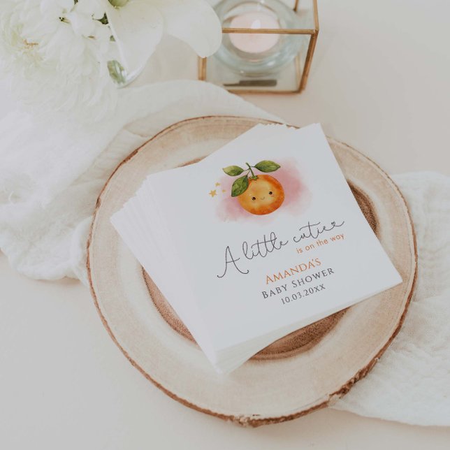 A Little Cutie Orange Clementine Baby Shower Napkin (Creator Uploaded)