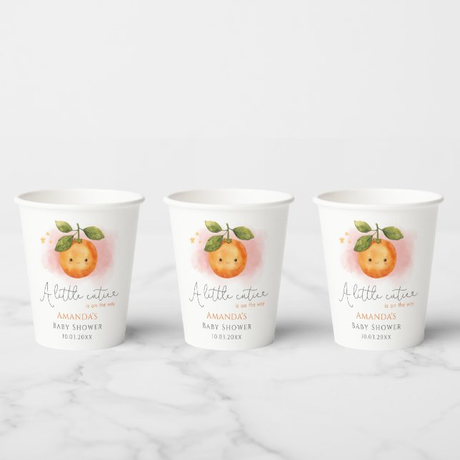 A Little Cutie Orange Clementine Baby Shower Paper Cups (Multi)