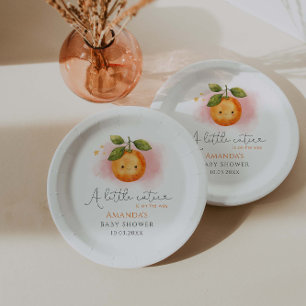 A Little Cutie Orange Clementine Baby Shower Paper Plate