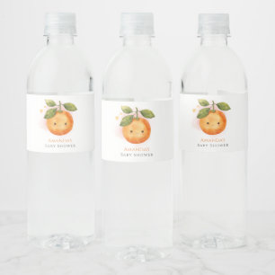 A Little Cutie Orange Clementine Baby Shower Water Bottle Label