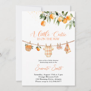 A little Cutie Orange Clothesline Baby Shower Invitation