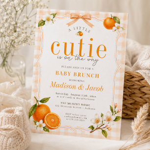 A Little Cutie Orange Coed Baby Shower Brunch Invitation