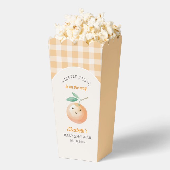 A Little Cutie Orange Gingham Citrus Baby Shower Favour Box (Popped)