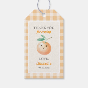 A Little Cutie Orange Gingham Citrus Baby Shower Gift Tags