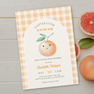 A Little Cutie Orange Gingham Citrus Baby Shower Invitation