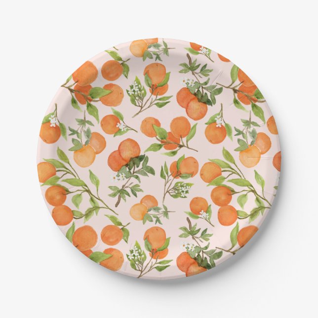 A Little Cutie Patterned Baby Shower Paper Plate (Front)