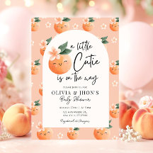 A Little Cutie Peach Orange Floral Baby Shower